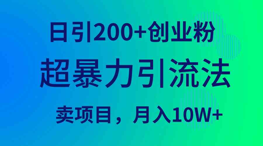 （9654期）超暴力引流法，日引200+创业粉，卖项目月入10W+-测试站-蛙言