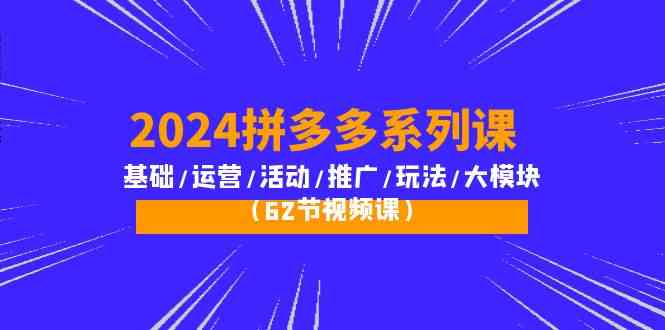 （10019期）2024拼多多系列课：基础/运营/活动/推广/玩法/大模块（62节视频课）-测试站-蛙言