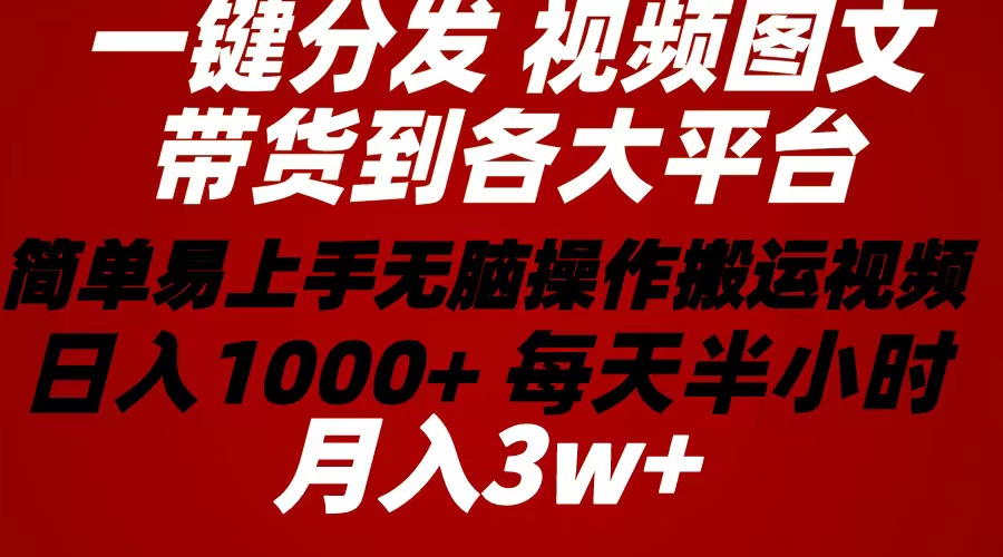 （10667期）2024年 一键分发带货图文视频  简单易上手 无脑赚收益 每天半小时日入1…-测试站-蛙言